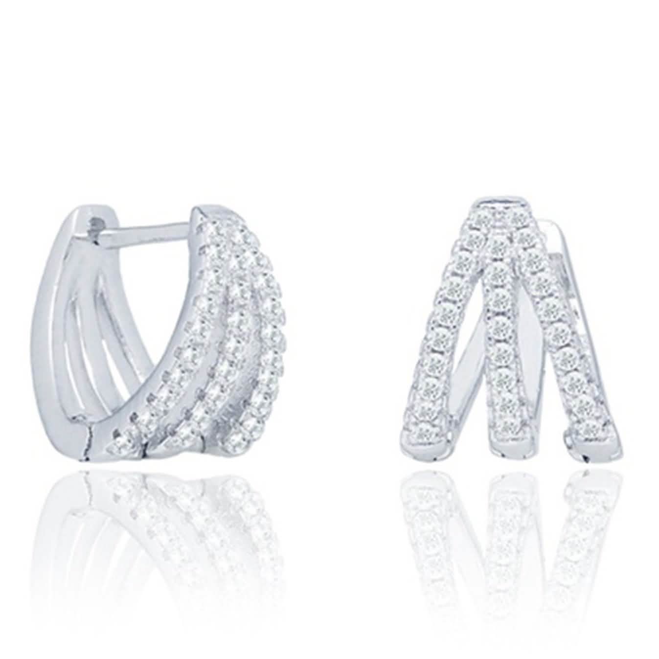 Cubic Zirconia Claw Design Earrings