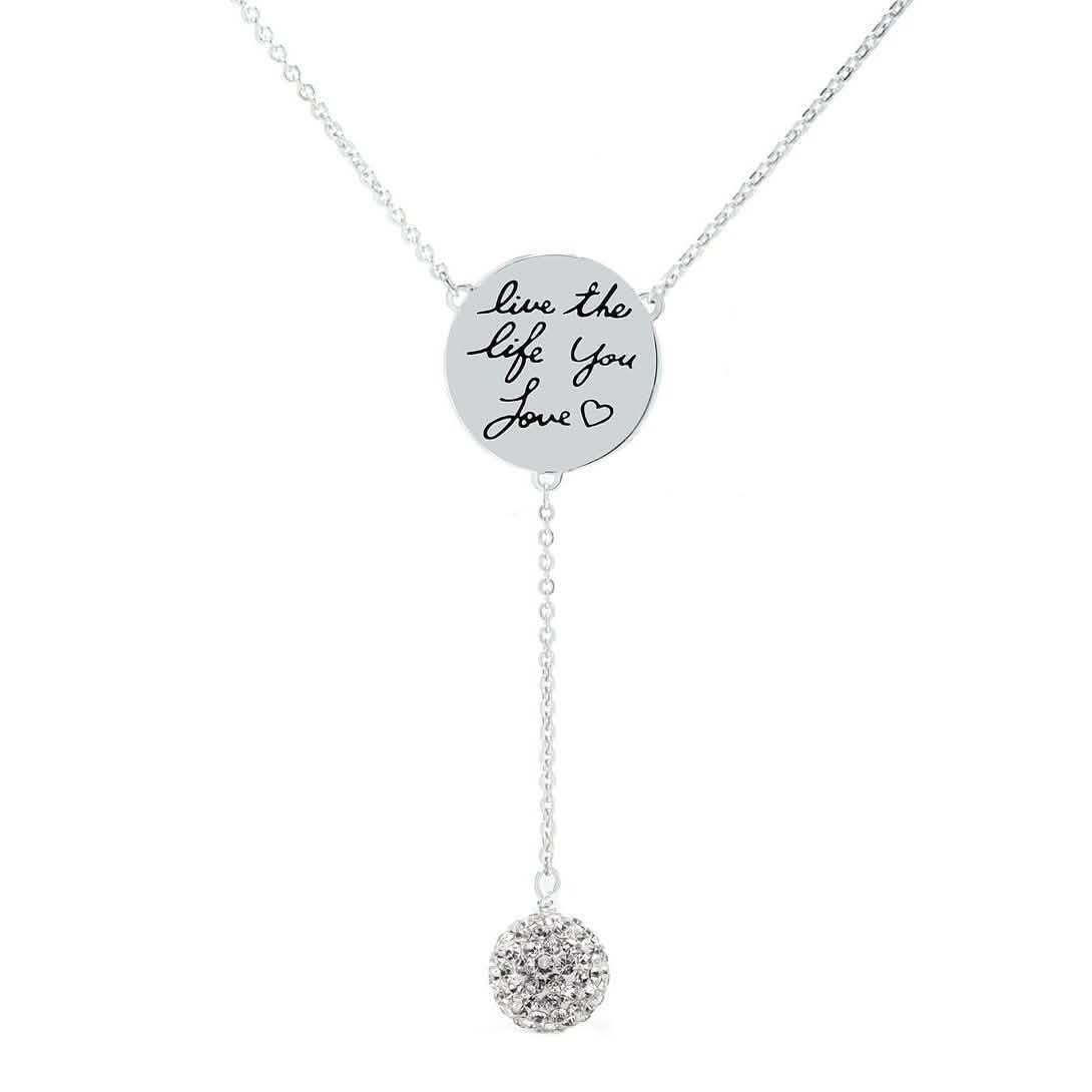 Cubic Zirconia Engraved Inspirational Necklaces