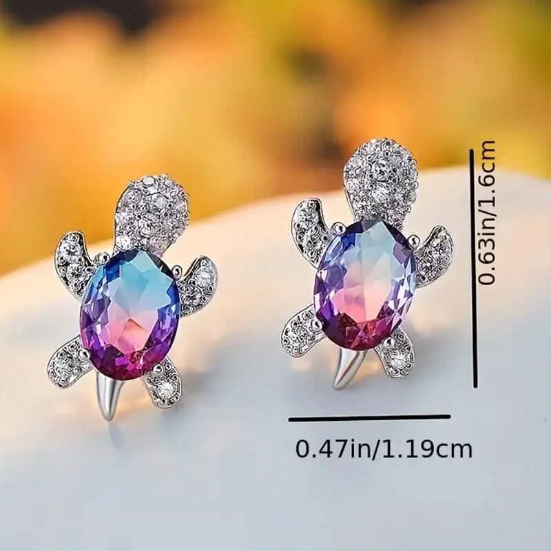 Cute Zirconia Turtle Ear Stud Earrings