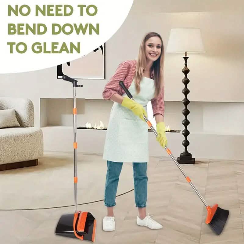 Deluxe Stand Up Broom and Dustpan Set