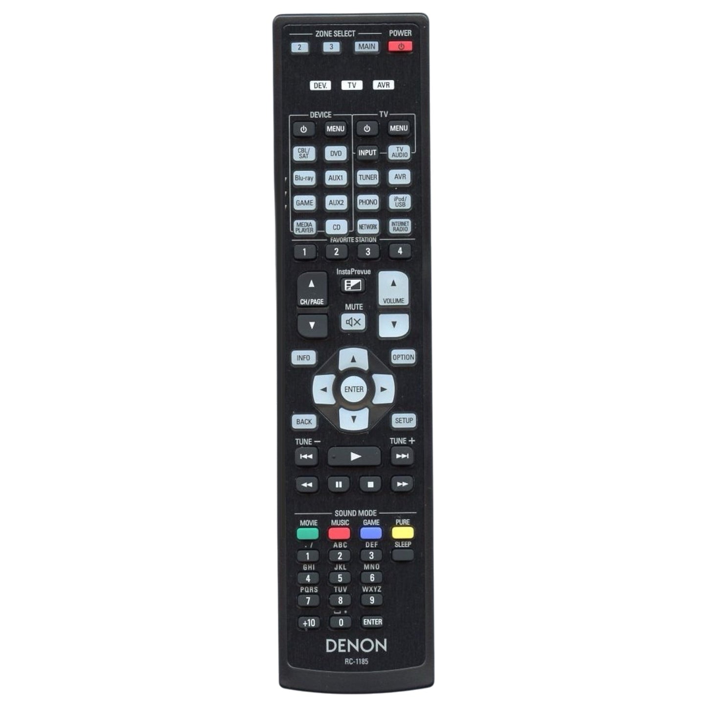 Denon RC-1185 A/V Receiver Remote Control - 30701013600AD