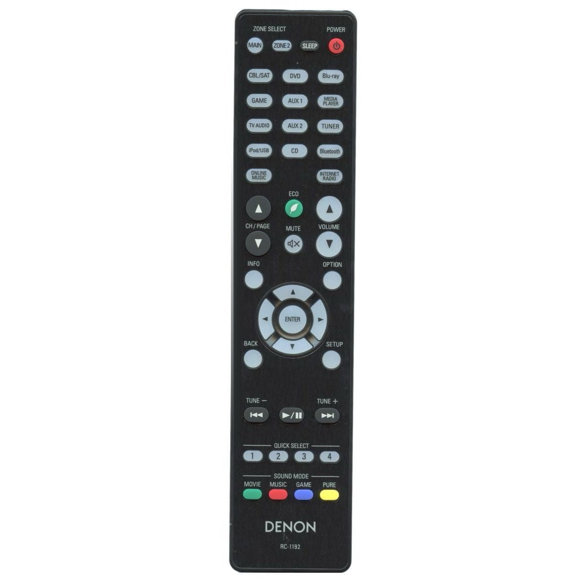 Denon RC-1192 A/V Receiver Remote Control | 7.2 Channel Network AV with Bluetooth/WiFi | AVRS900W | AVRX2100W | AVRX3100W - 30701016900AD