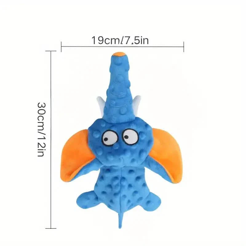 Durable Squeaky Elephant Plush Dog Toy - Bite-Resistant, Teeth Cleaning for All Breeds