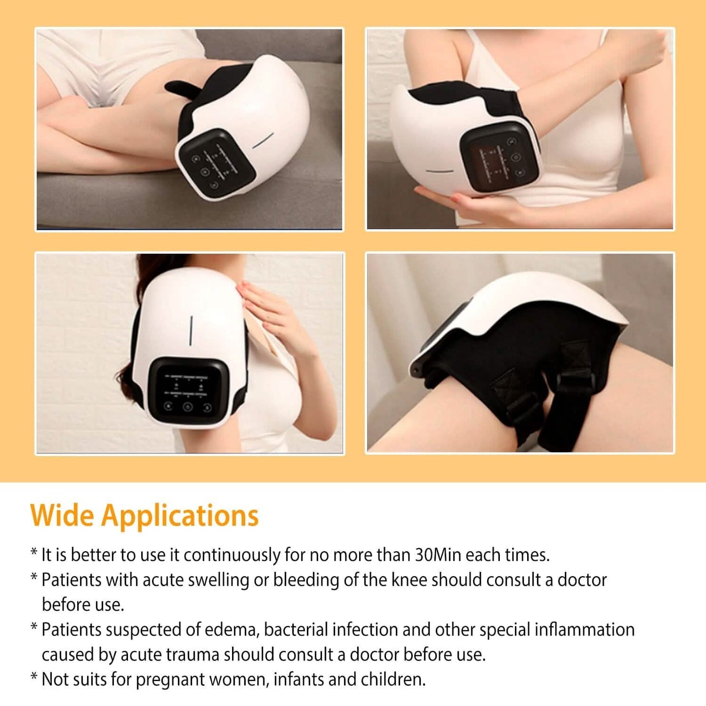 Electric Rechargeable Knee Massager Infrared Heat Pain Relief Therapy