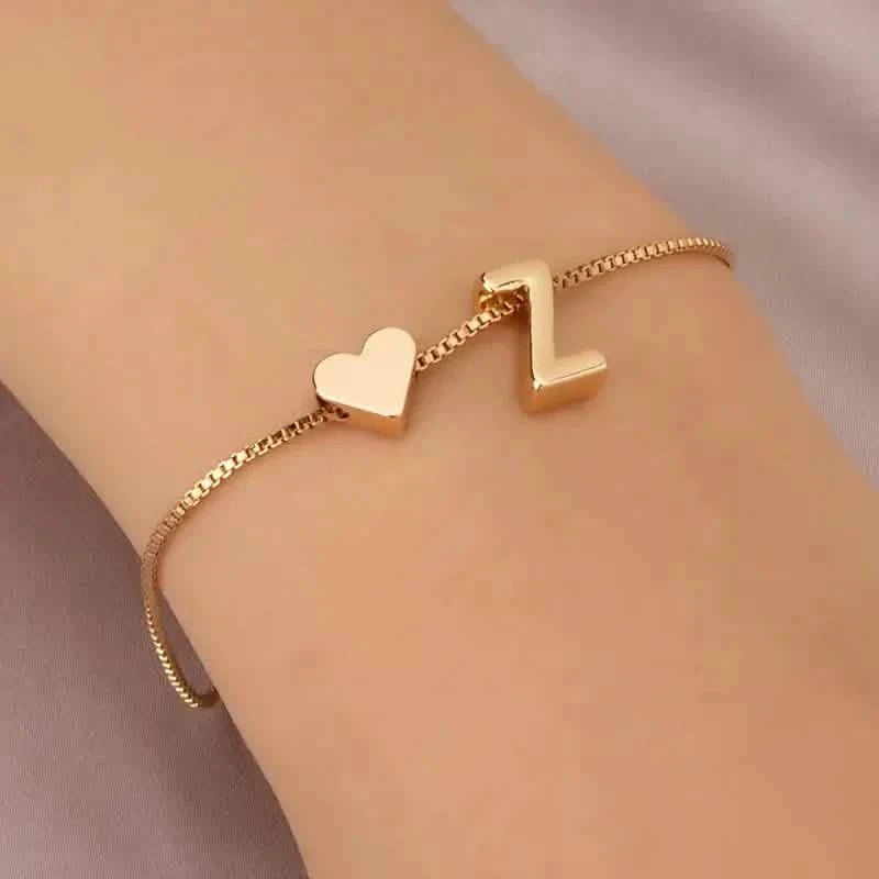 Elegant Love Heart Charm Bracelet - Delicate Minimalist Link Chain