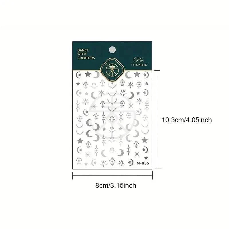 Embossed Three-dimensional Star and Moon Pattern Nail Stickers