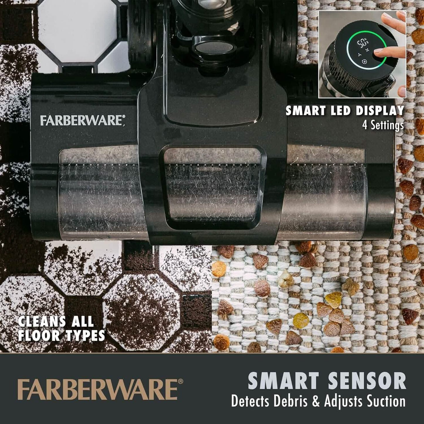 Farberware Cordless Platinum Stick Vacuum Cleaner, Smart Sensor Technology