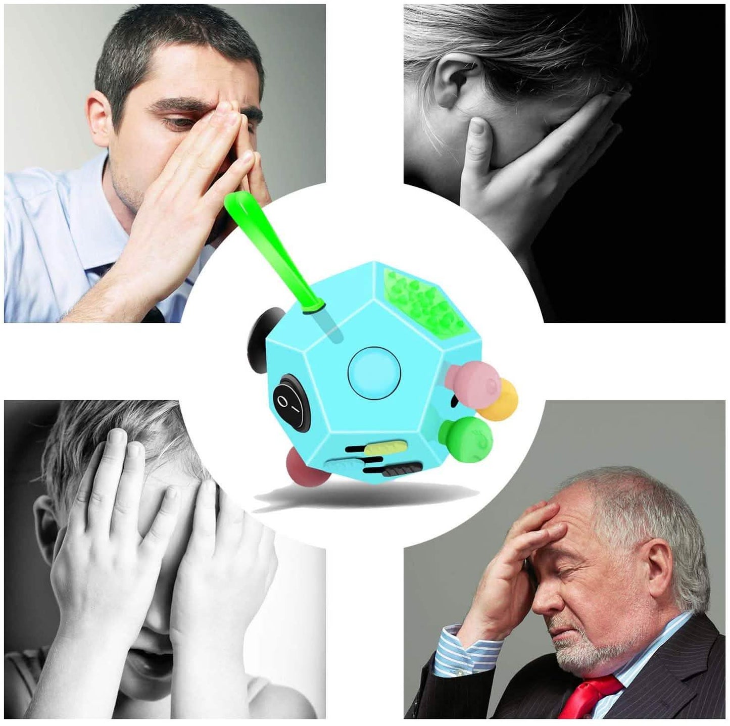 Fidget Dodecagon –12-Side Fidget Cube Relieves Stress and Anxiety Anti Depression Cube
