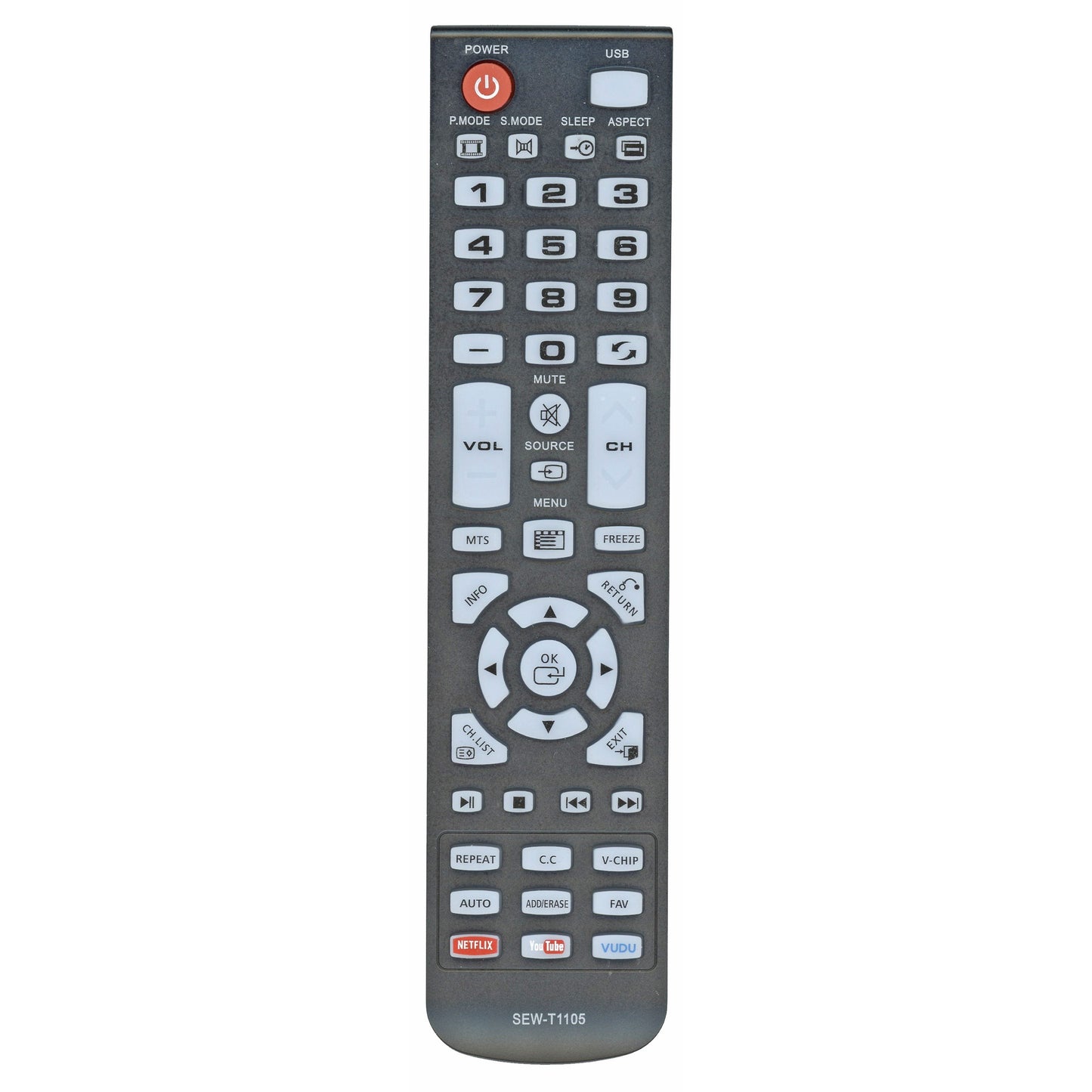 SEWT1105 For Seiki | Westinghouse | Element TV Remote Control | Netflix | Vudu | Youtube - SEWT1105