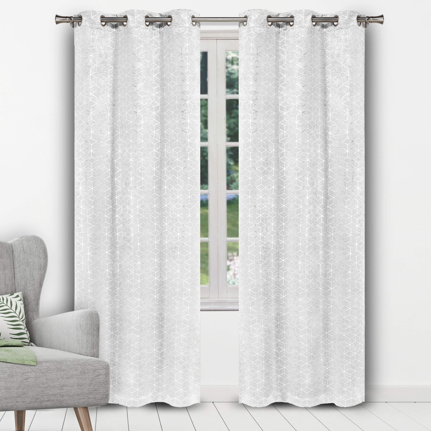 Geometric Pattern Blackout Thermal Window Curtain Pair Panel