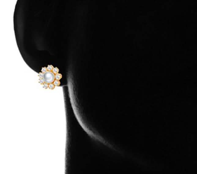 Gold Plated Cultured Pearl Stud Earrings