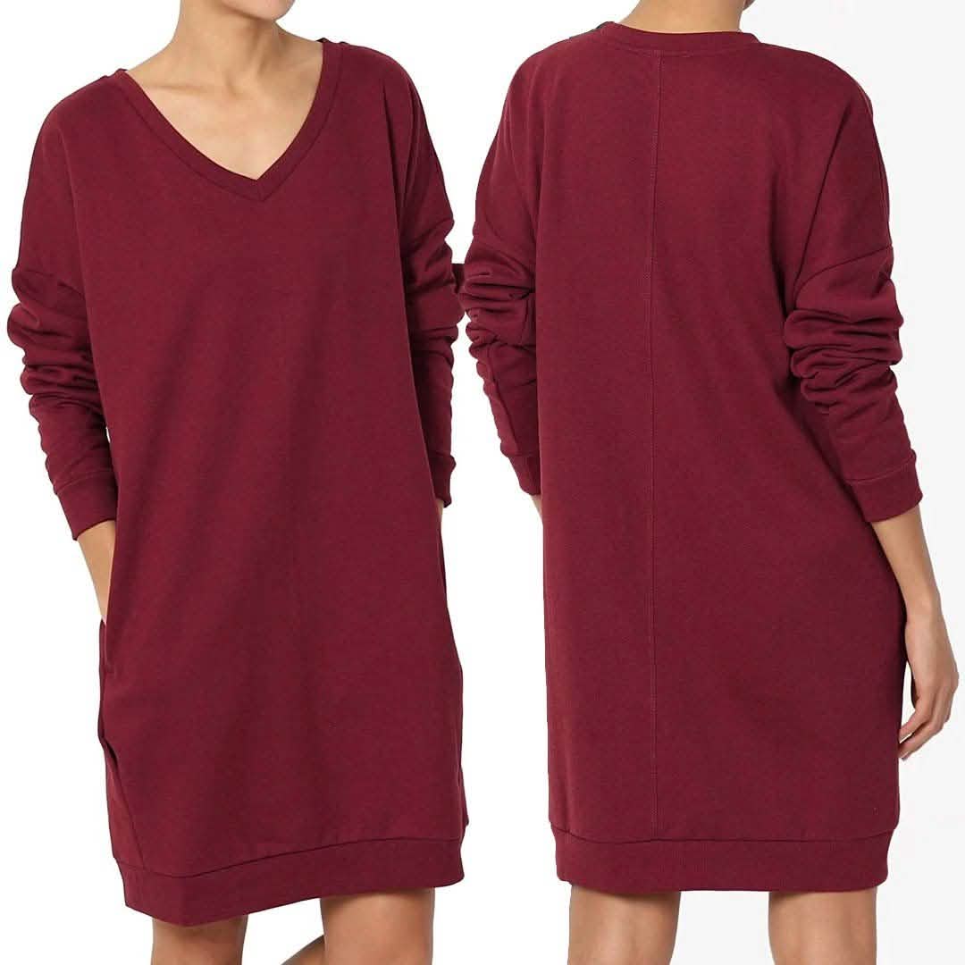 Haute Edition Women's Oversized Pullover Sweatshirt Dress
