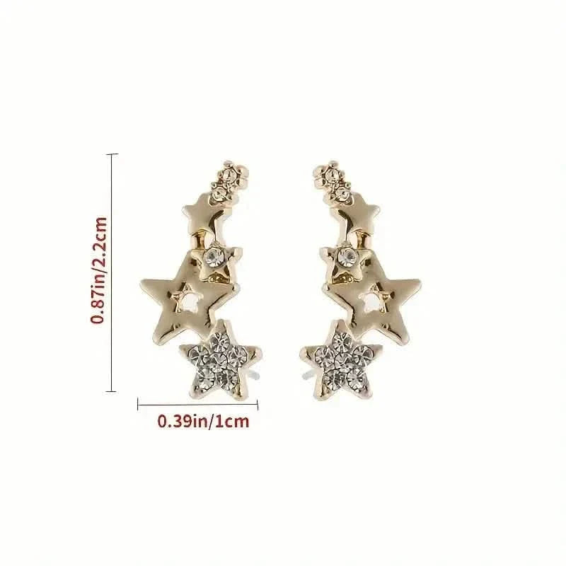 Hollow Star Earrings Zinc Alloy with Rhinestone Accents