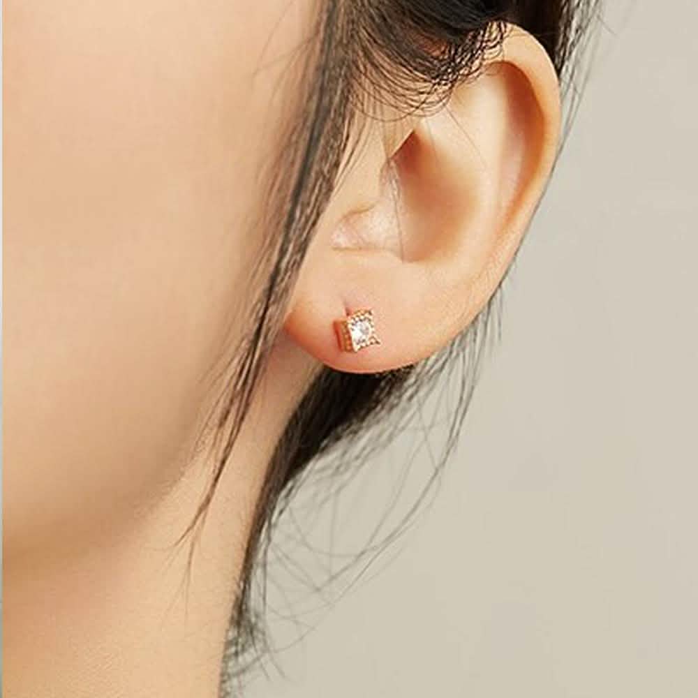 INALIS Square Shape 925 Sterling Silver Small Stud Earrings