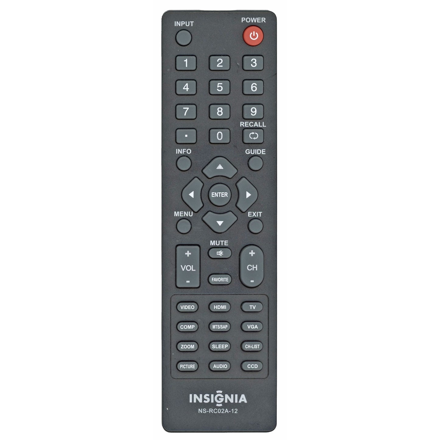 Insignia NSRC02A12 TV Remote Control