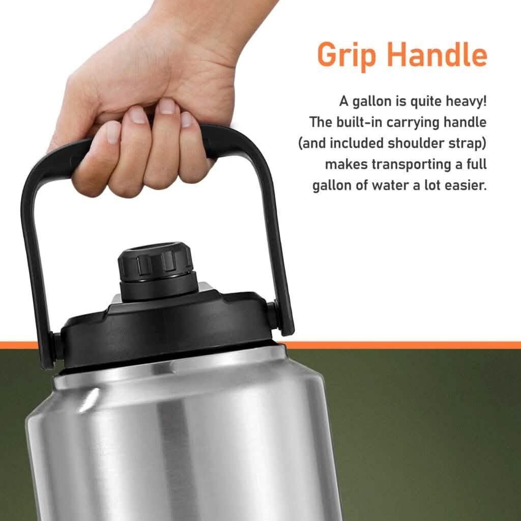 Insulated 1 Gallon Stainless Steel Wide Mouth Growler with Tactical Carrying Bag
