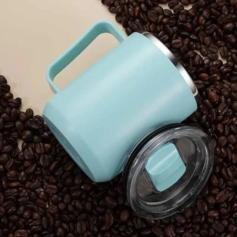 Insulated Double Wall Coffee Mug with Handle and Lid