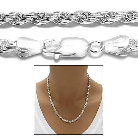 Italian 925 Silver Filled High Polish Finsh Rope Chain