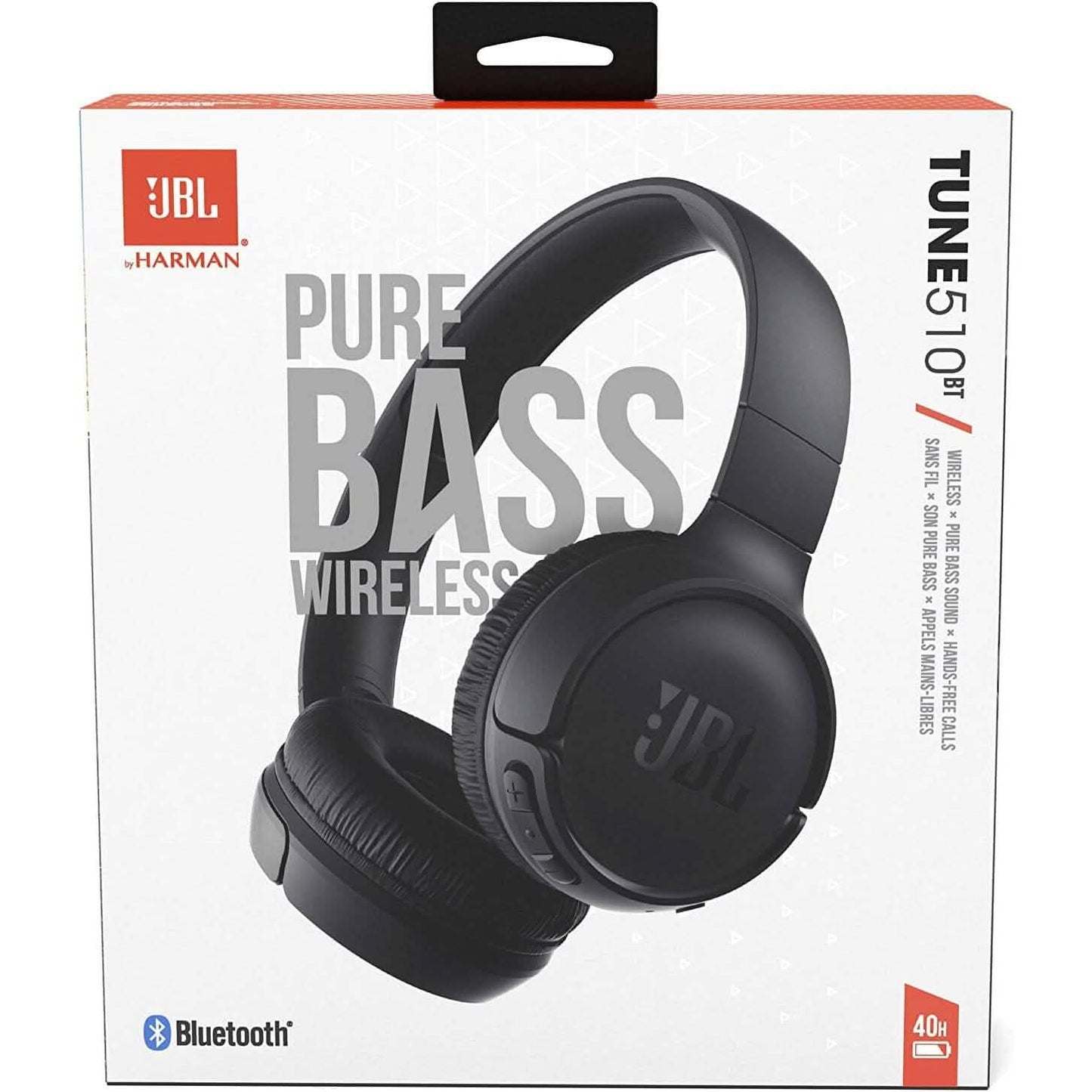 JBL Tune 510BT: Wireless On-Ear Headphones with Purebass Sound - Black (Refurbished)