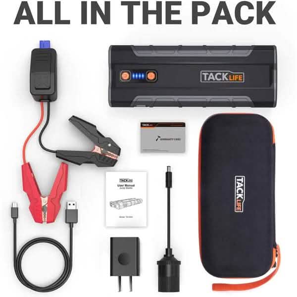 Jump Starter 1000A Peak 20000mAh 12V Car Jumper Black T8 MAX