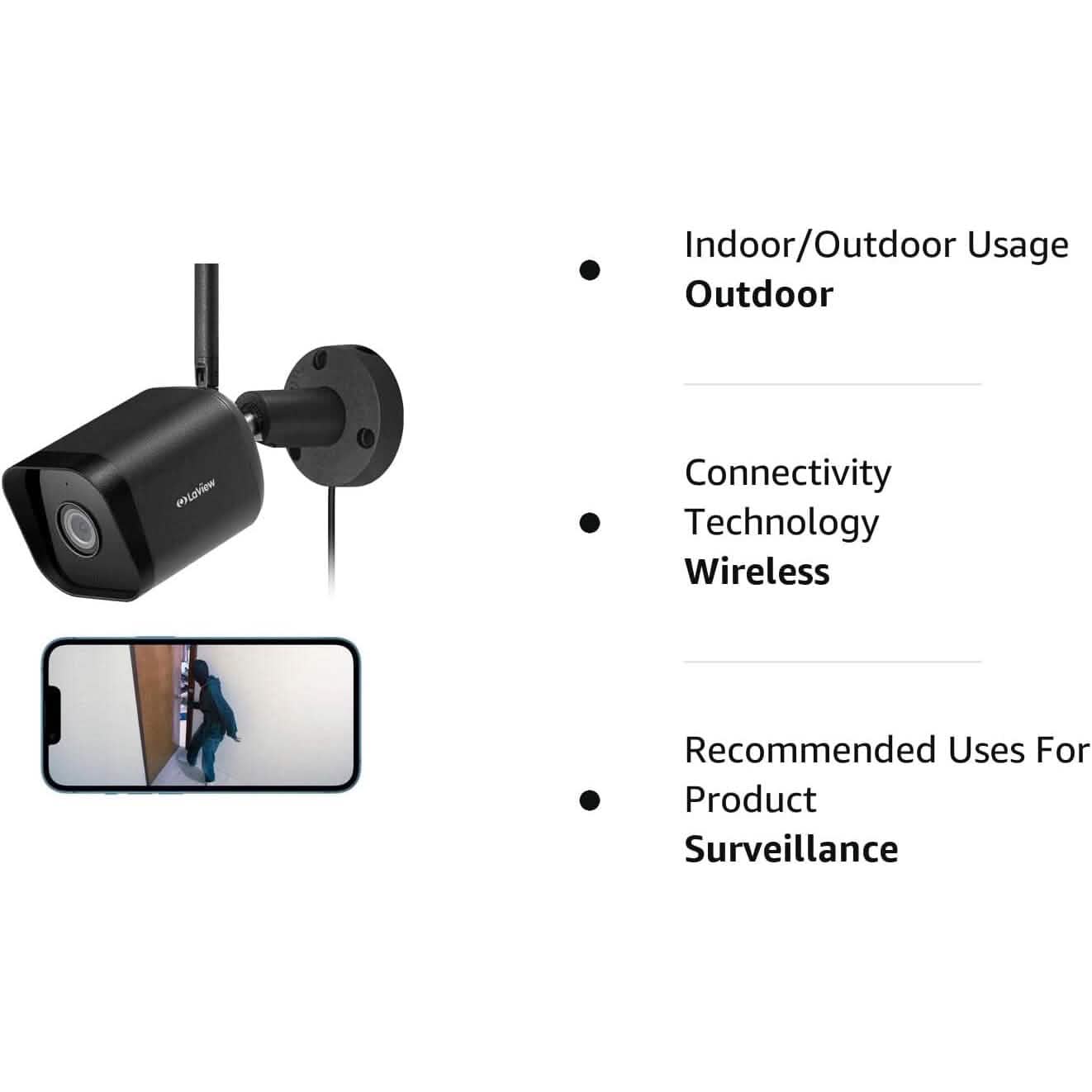 LaView Security Camera Outdoor 1080P HD Wi-Fi Camera (Refurbished)