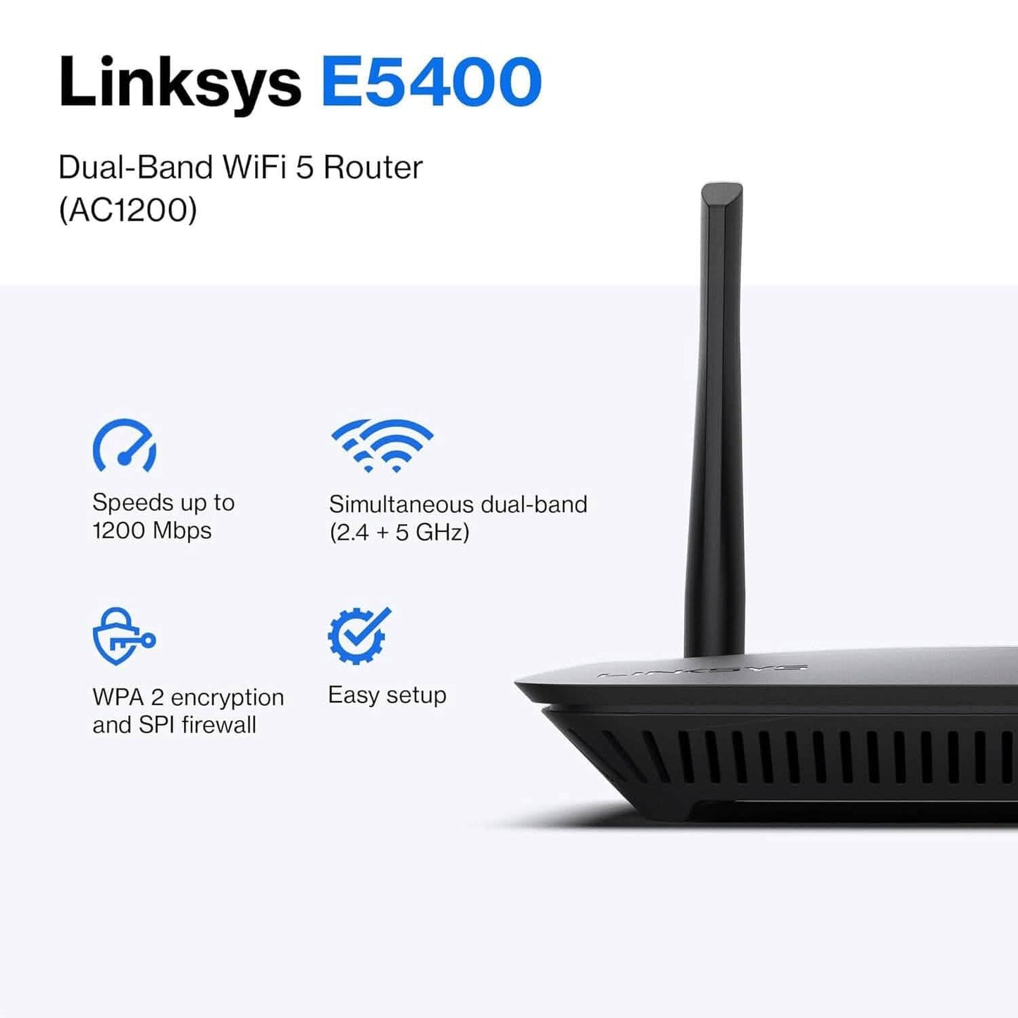 Linksys WiFi 5 Router Dual-Band 1,500 Sq. Ft Coverage (Refurbished)