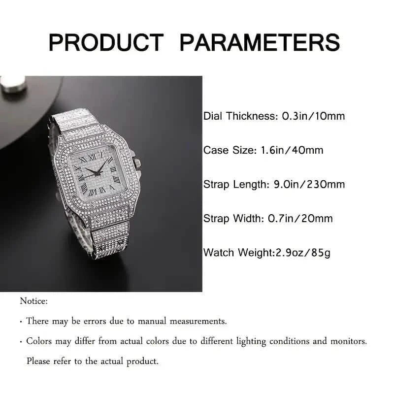 Men's Fashion Elegant High-End Analog Zinc Alloy Watch with Rhinestones
