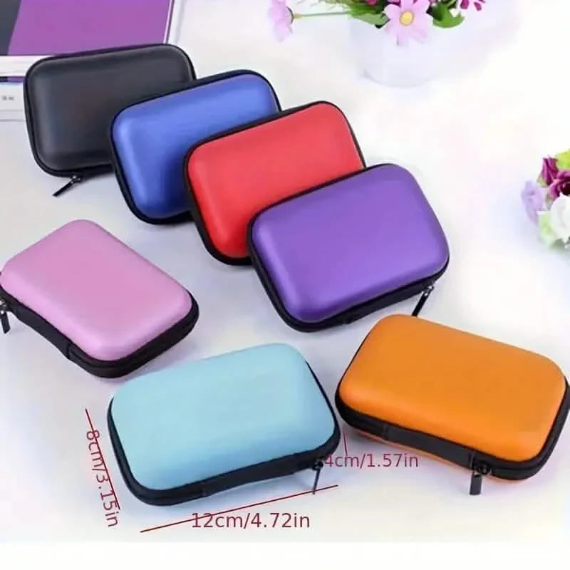 Mini Travel Portable Zippered Earphone, Coin, Jewelry, Accessory Box