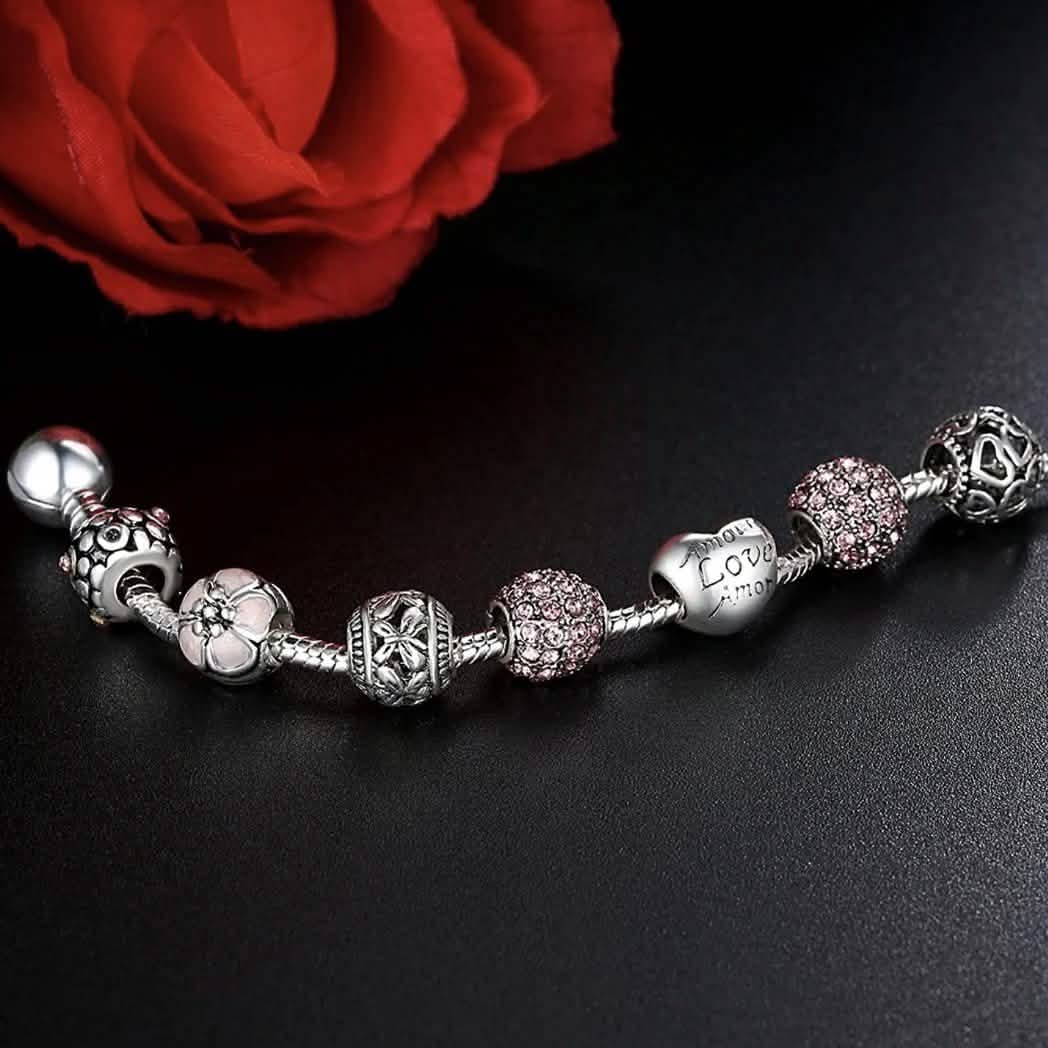 Mother's Day "LOVE" Engraved Heart Charm Bracelet