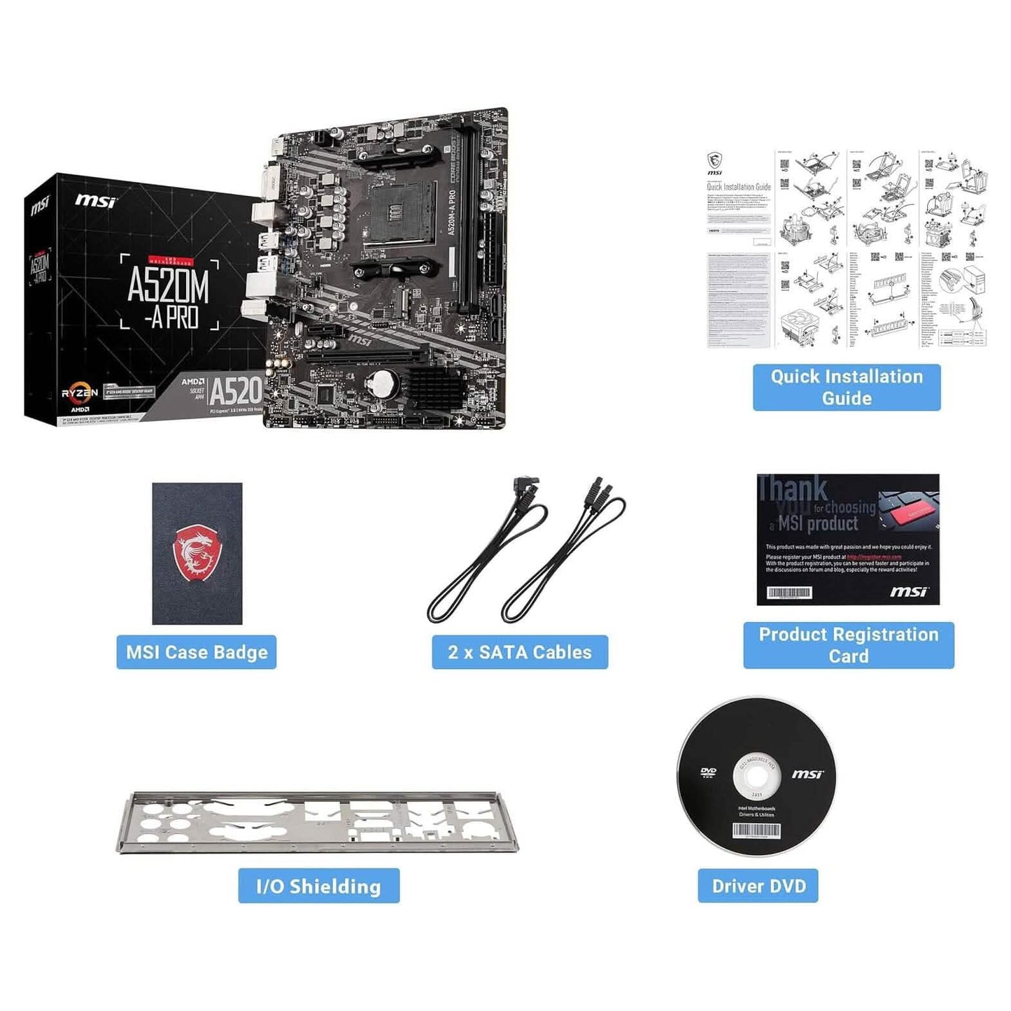 MSI A520M-A PRO Gaming Motherboard (Refurbished)