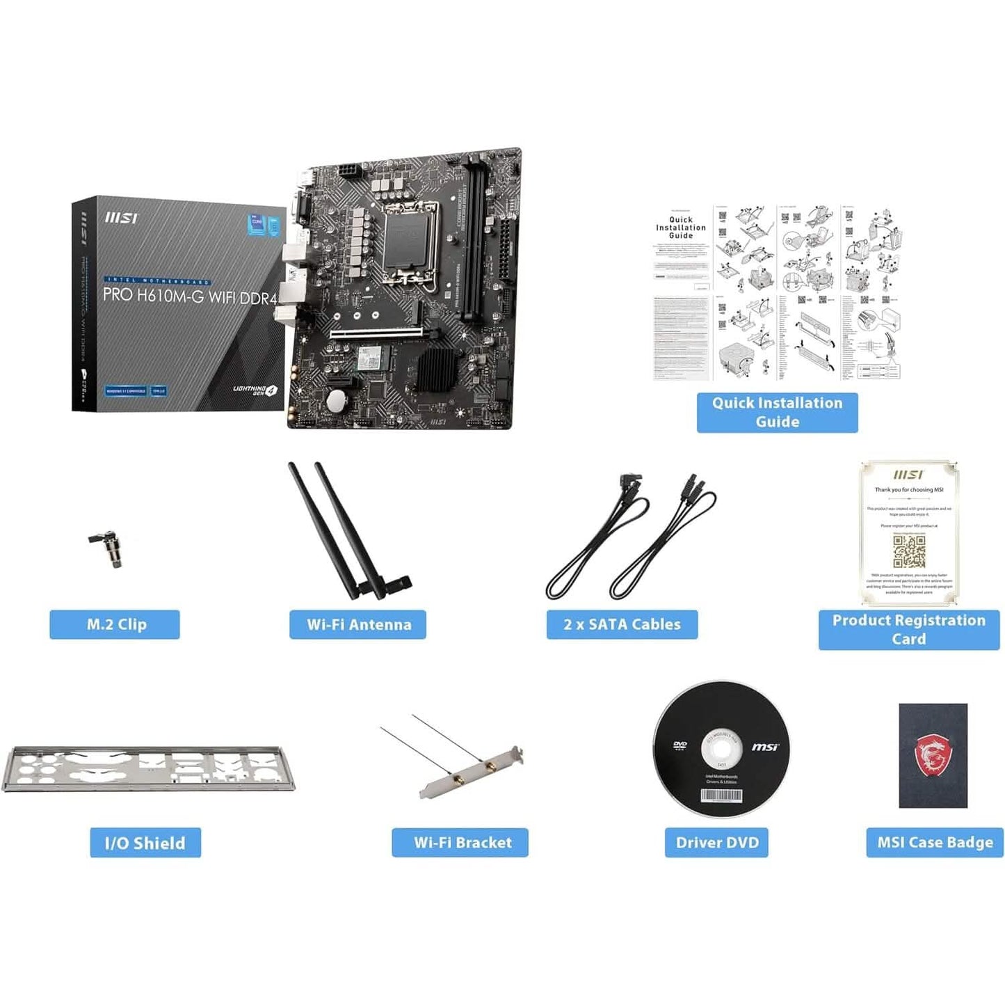 MSI PRO H610M-G WiFi DDR4 ProSeries Motherboard (mATX, 12th/13th Gen Intel Core, LGA 1700 Socket, DDR4, PCIe 4, 2.5G LAN, M.2 Slots, USB 3.2, Wi-Fi 6) (Refurbished)