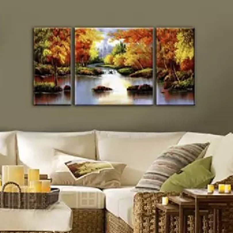 Multi-Panel Modern Abstract Paintings on Canvas Stretched on Wood