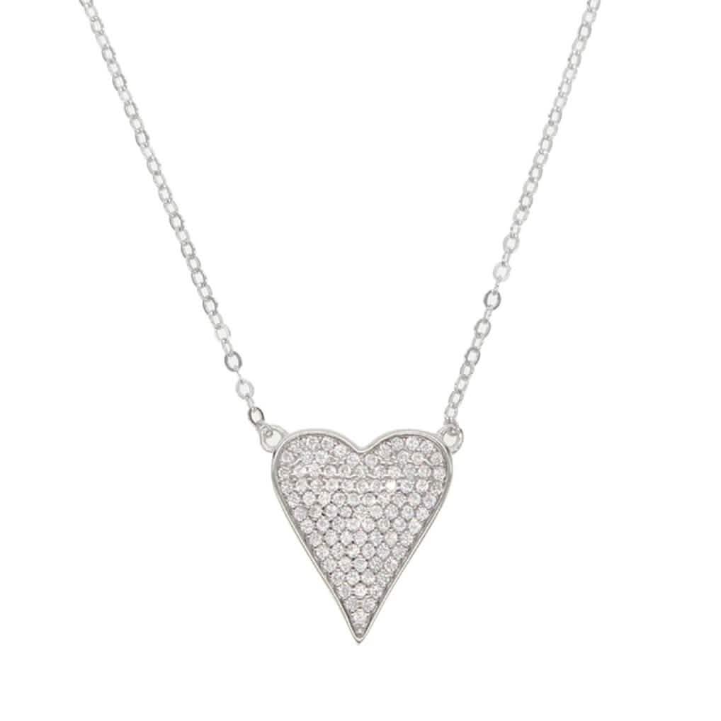 Pave Elongated Heart Necklace