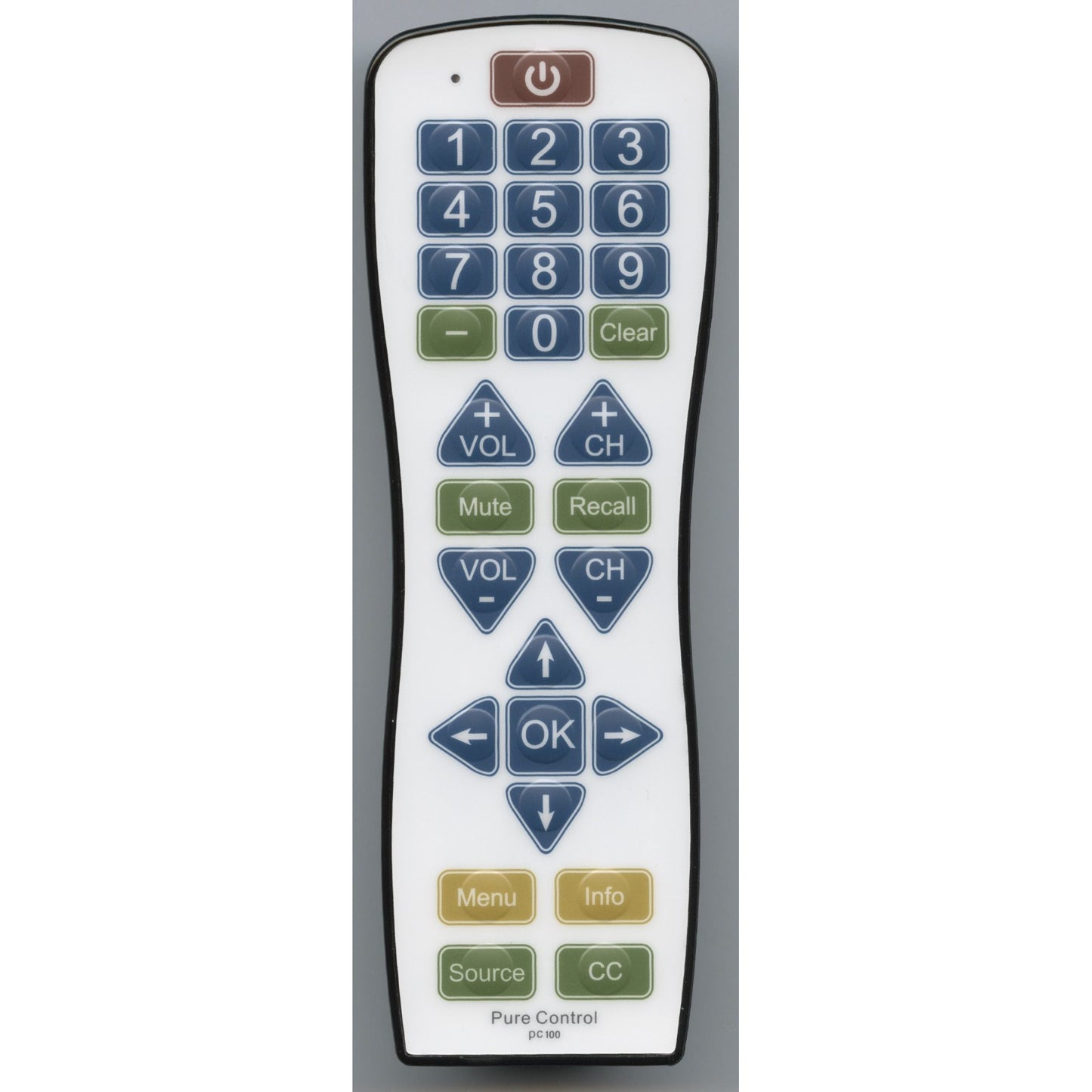 Pure Control PC100 TV Universal Hospitality Remote Control with Flat Membrane Surface