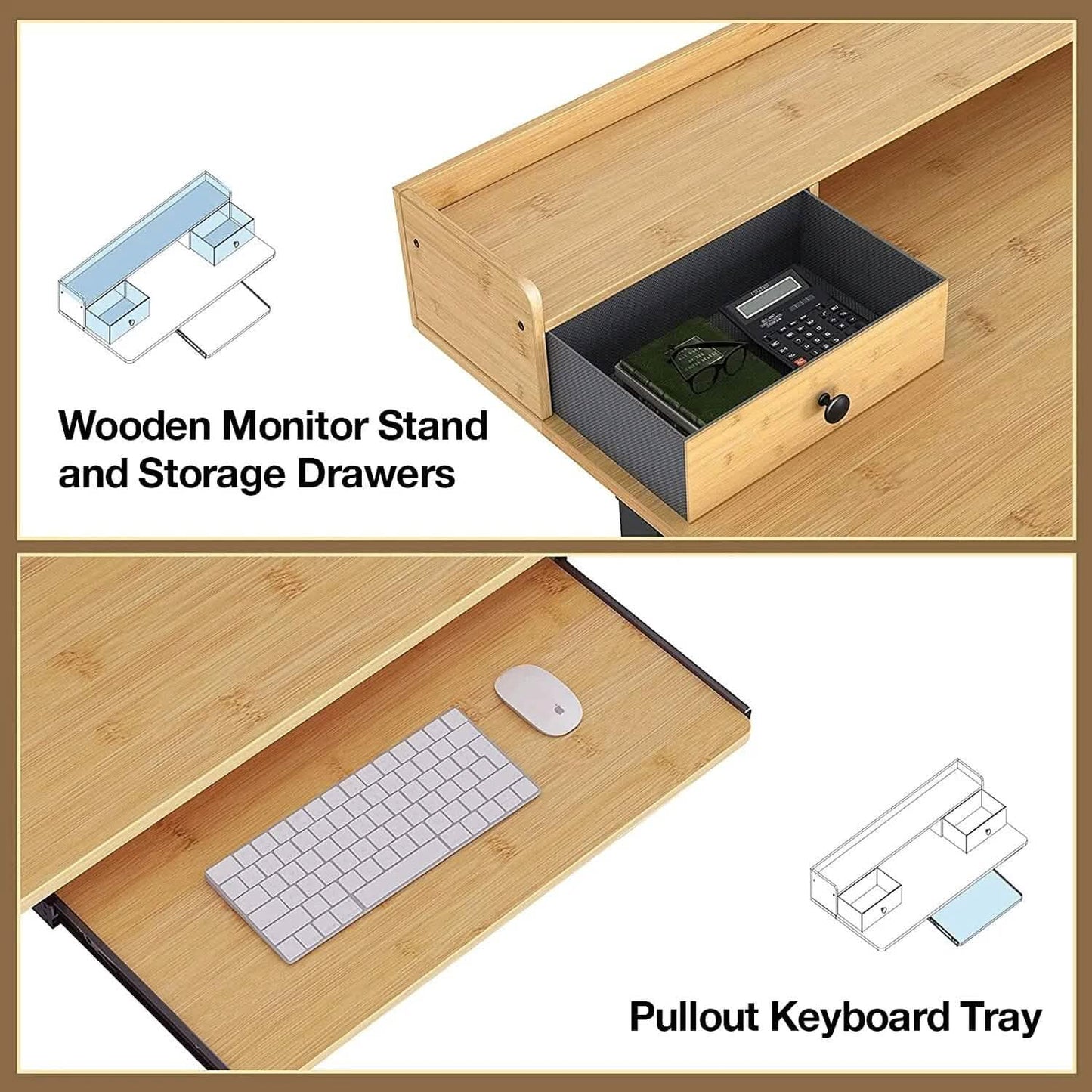 Rolanstar Height Adjustable Desk Standing Desk with Keyboard Tray and Monitor Shelf