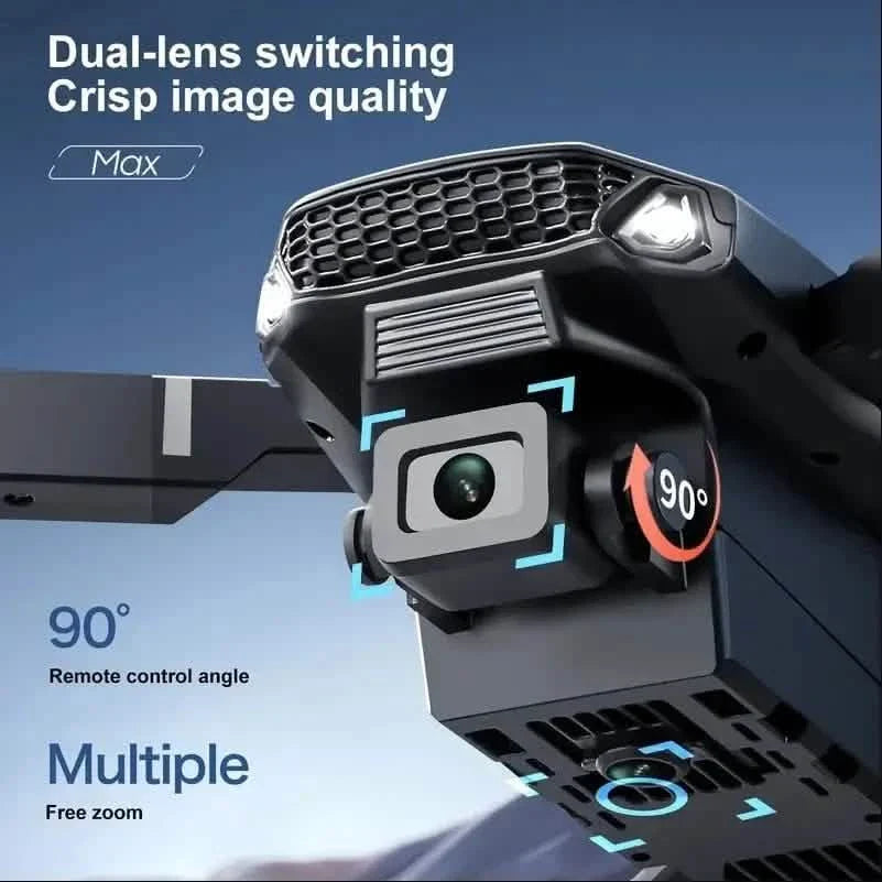 Drone MAX 2025 – Dual Camera, 1080p HD, 40min Battery, Obstacle Avoidance, Remote Control, USB Charging