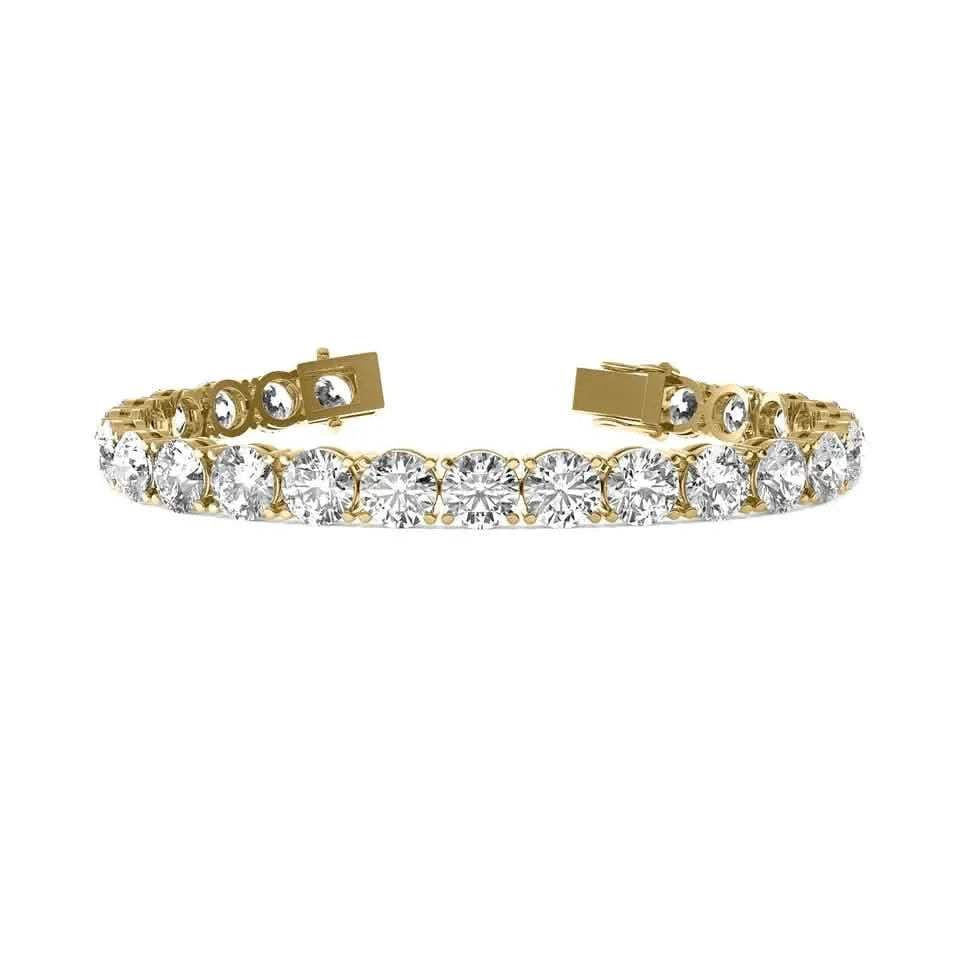 4.00 CT G/VS1 Round Cut Lab Grown Diamond Tennis Bracelet in 14k Yellow Gold