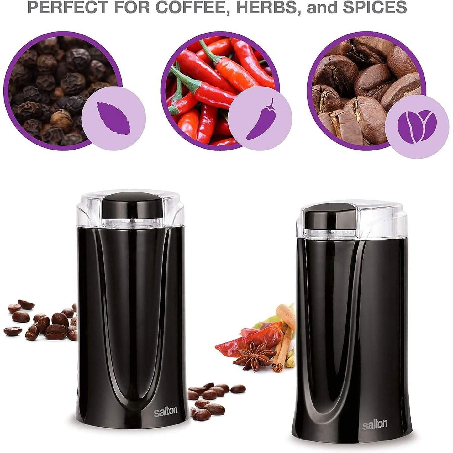 Salton Coffee, Spice & Herb Electric Grinder - Black