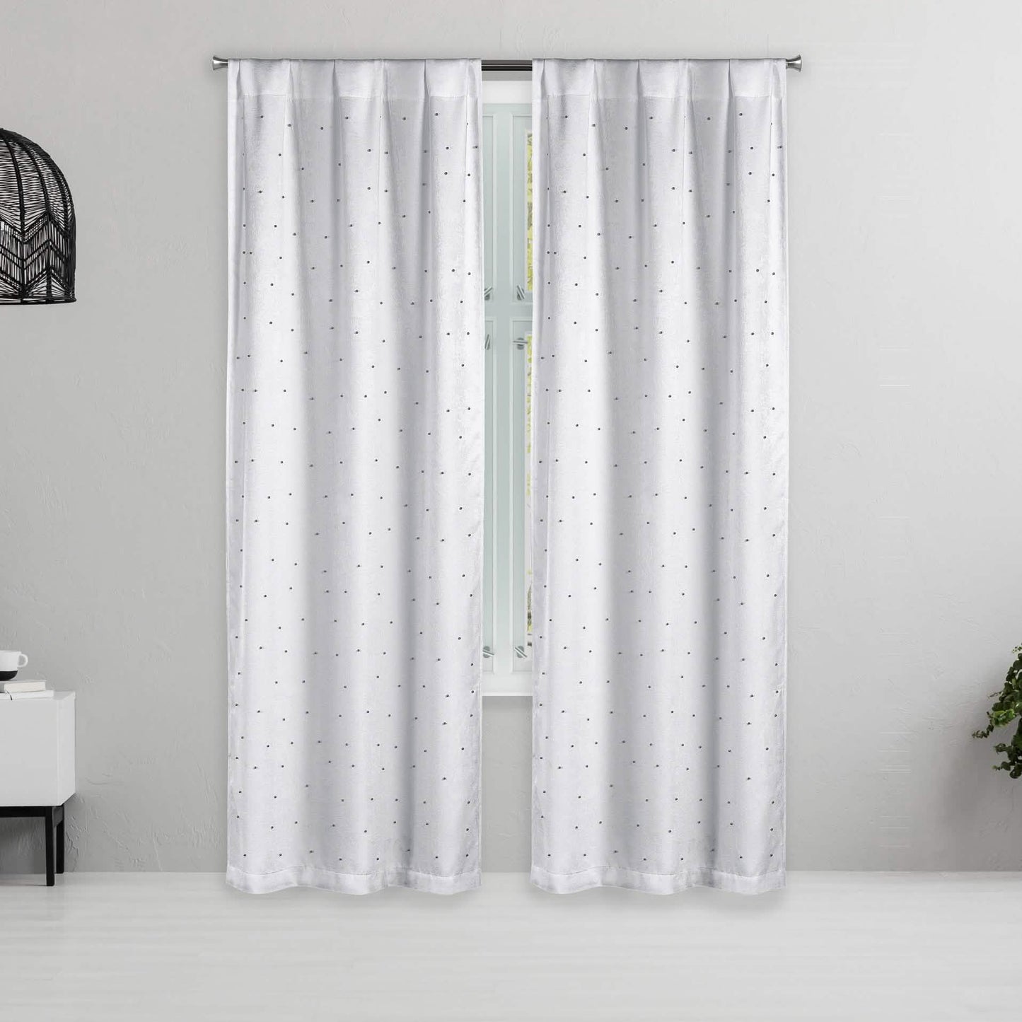 Set of 2: Pearl Detailing Design Blackout Window Curtain Pair Panel