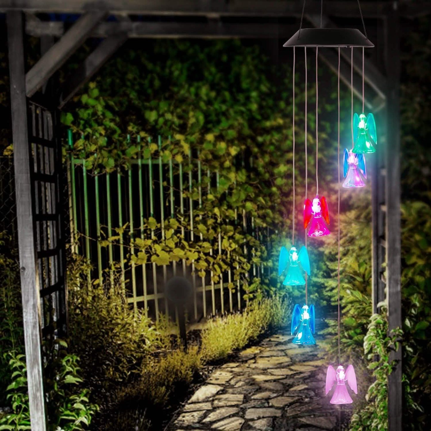 Solar Powered Angel Lights Wind Chimes LED Color Changing