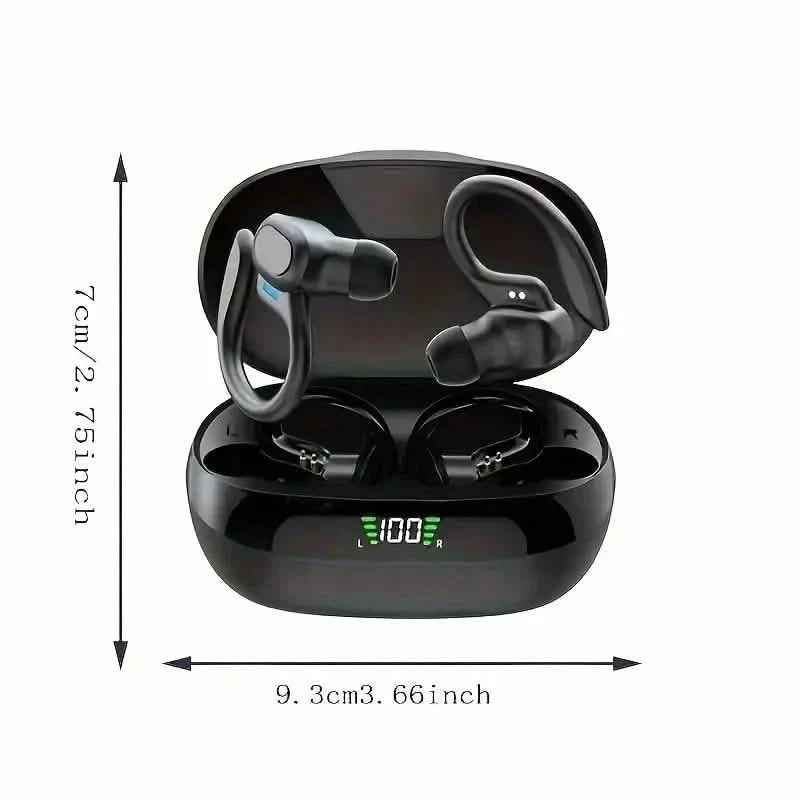 SP16 Wireless Earbuds Headphones with Microphone, Sports Earhook and LED Display Charging Case