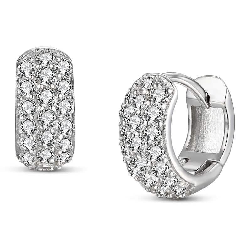 Sterling Silver CZ Hoop Earrings