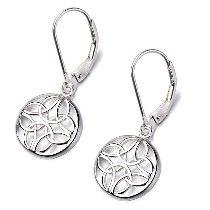Sterling Silver Lever-Back Celtic Earrings