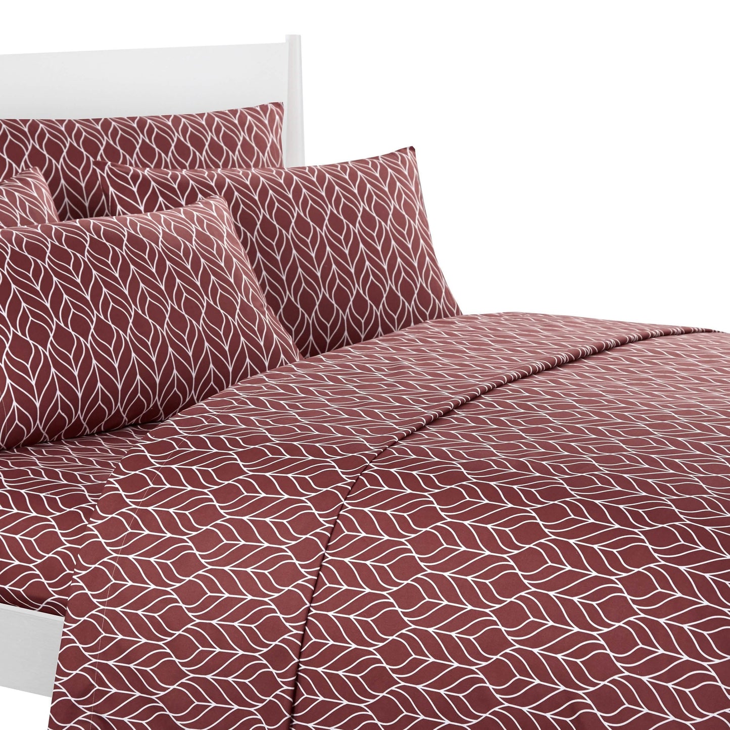Super Soft Two-Tone Geometric Leaf Pattern Sheet Set