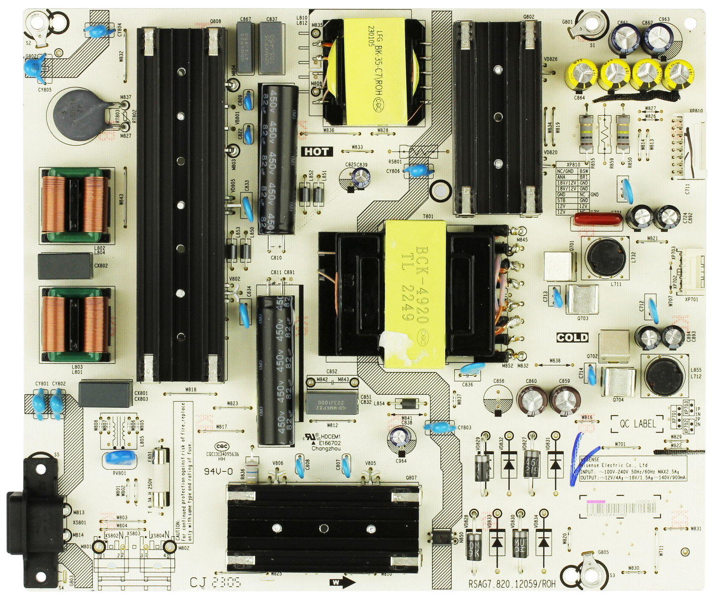 337159, Hisense Power Supply Board, RSAG7.820.12059/ROH, 70R6E4, 70A65H