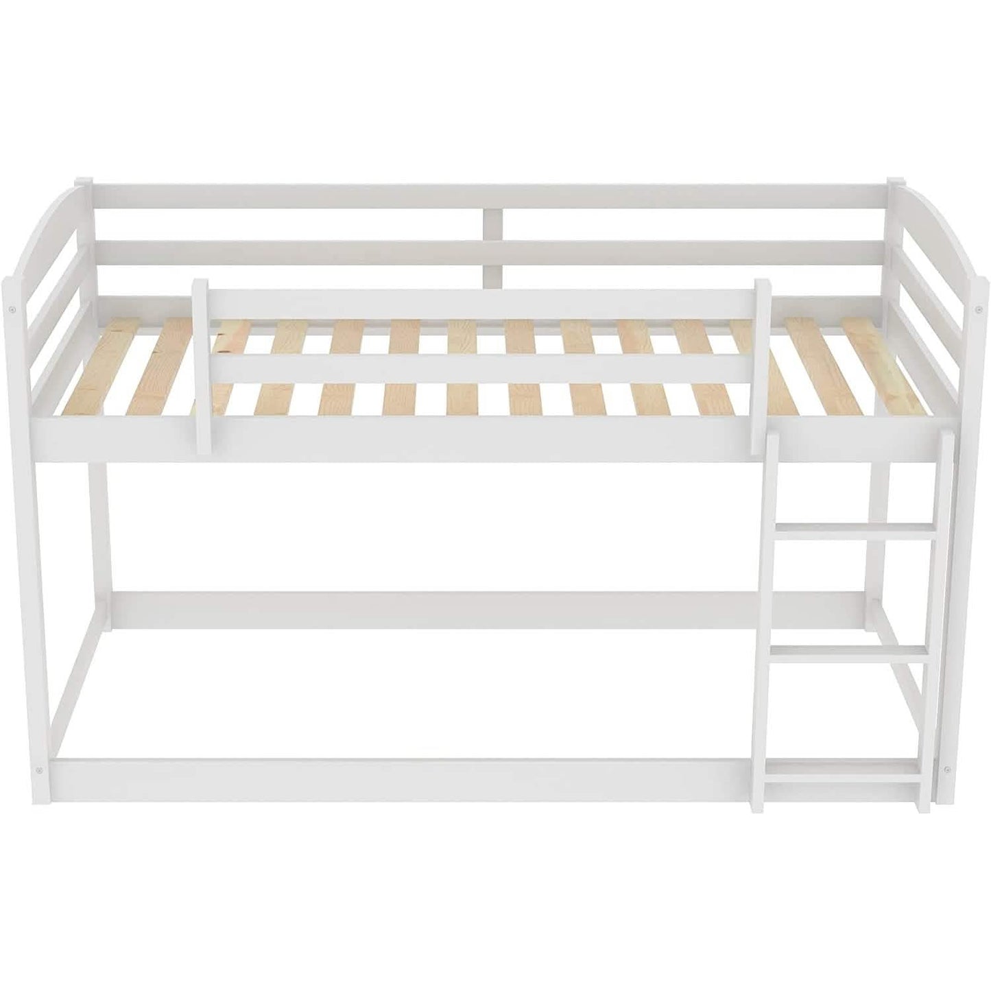 Twin Over Twin Floor Bunk Bed with Ladder
