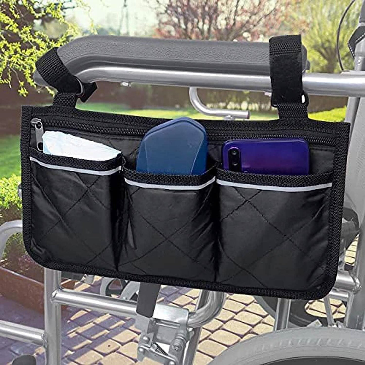Wheelchair Armrest Organizer Bag