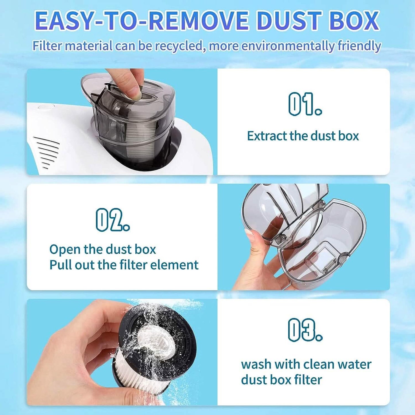 Wireless Mite Remover Cleaning Machine with 11KPa Powerful Suction