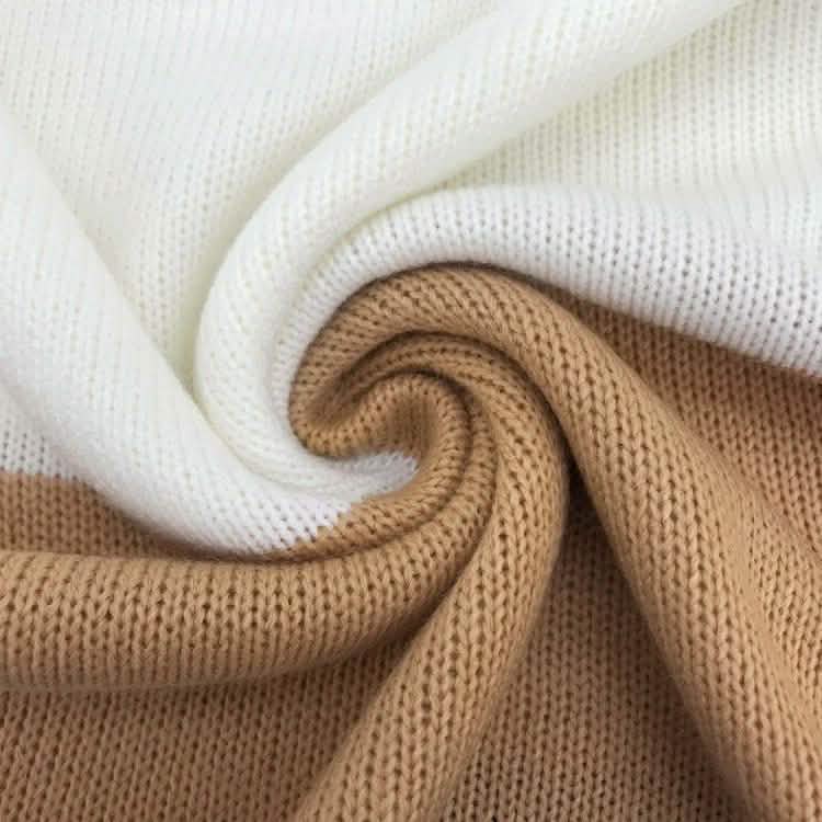 Women Knit Cowl Turtleneck Stripe Sweater Dress Long Sleeve Pullover Mini Dress