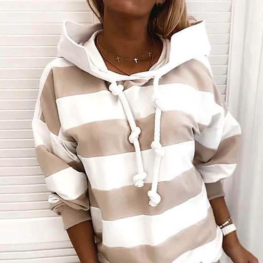 Women's Hoodie Pullover Striped Daily Basic Casual Hoodies